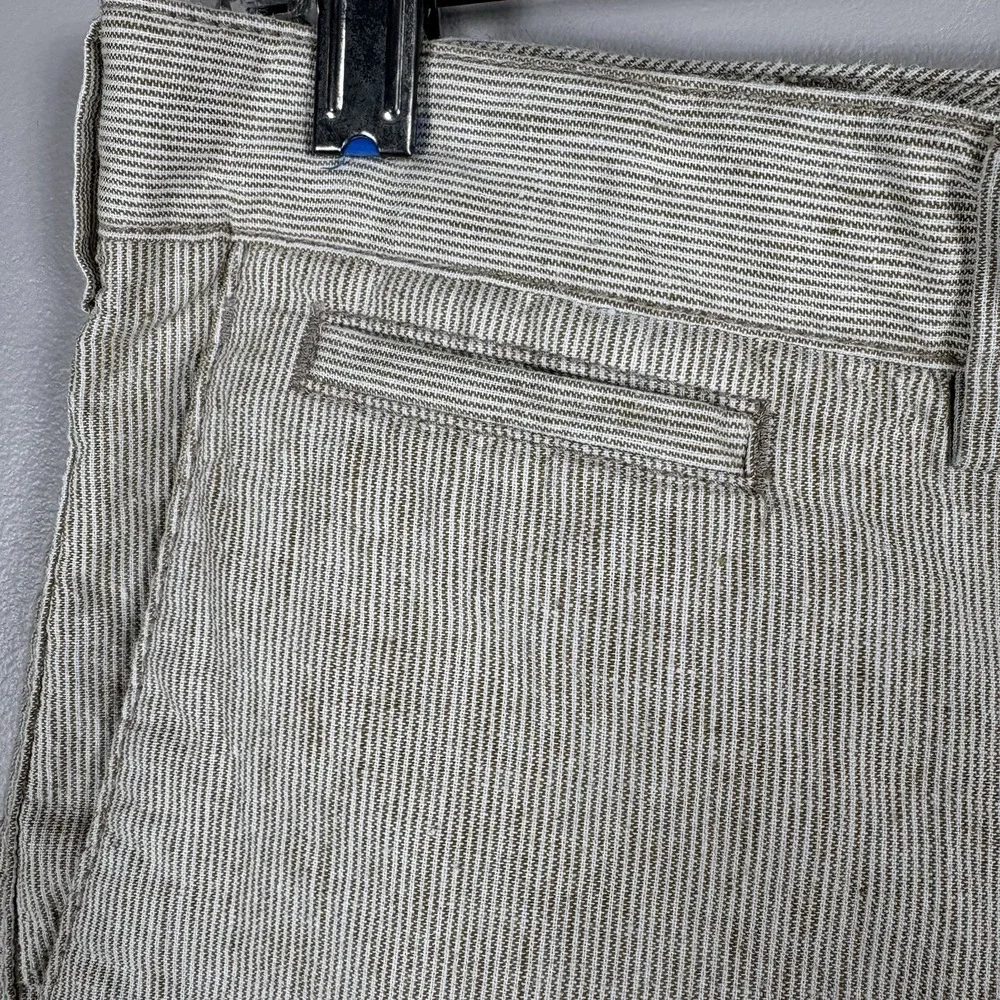Banana Republic Men's 38‎ Beige Striped Linen Blend Slash Pocket Chino Shorts